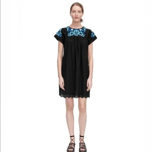 Rebecca Taylor Dresses & Skirts - Rebecca Taylor Folk Garden Embroidered Cotton Mini Dress Lace Eyelet Cottagecore